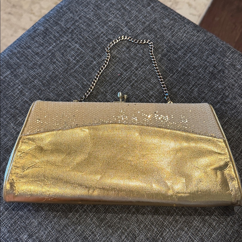 Elegant Gold Clutch with Chain Strap